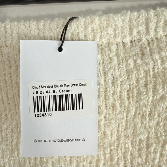 NWT Princess Polly Cream Cloud Strapless Boucle Maxi Dress Size 2 New - Picture 9 of 15